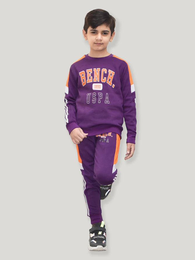 U.S Polo Assn Fleece Tracksuit For Kids-Purple-LOC