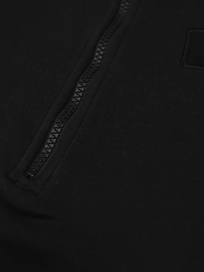 NK 1/4 Fleece Zipper Hoodie For Men-Black-LOC