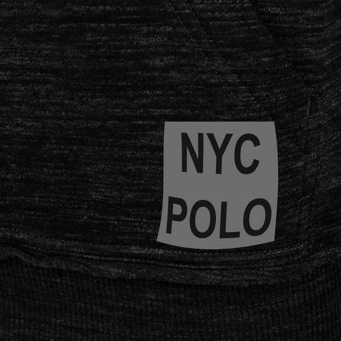 NYC Polo Fleece Cowl Neck Hoodie For Ladies-Black Melange-LOC