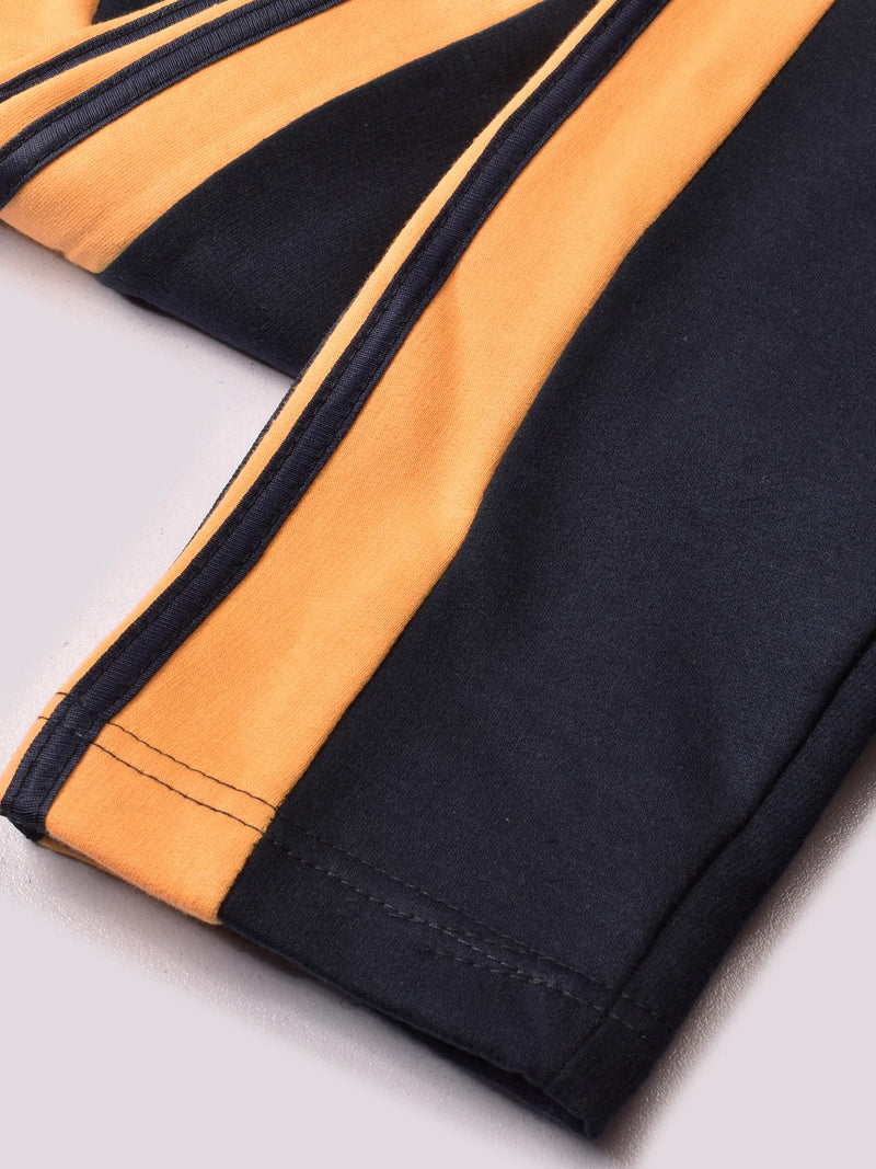 Louis Vicaci Fleece Zipper Tracksuit For Ladies-Navy with Yellow Stripe-LOC
