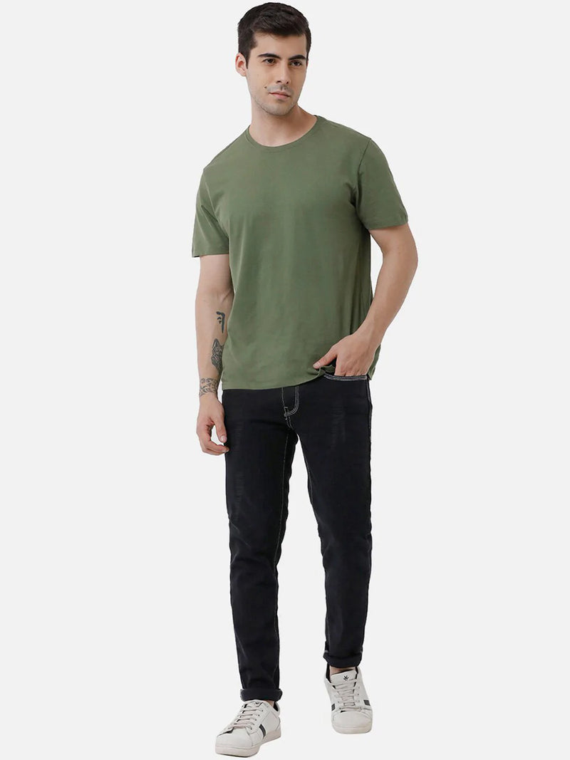Full Fashion Jeans Grinding Stretch Denim For Men-Black-LOC