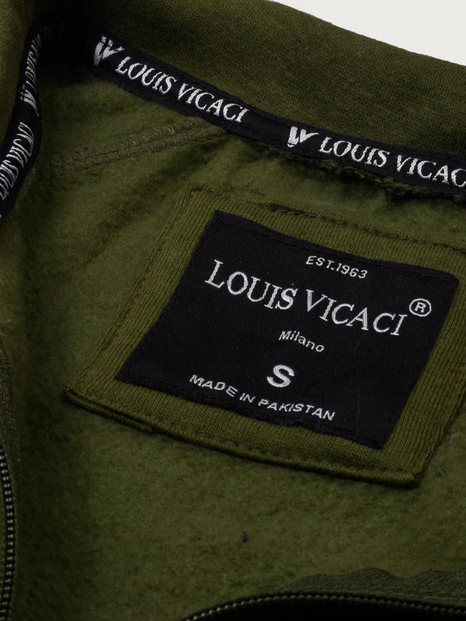 Louis Vicaci Fleece Zipper Tracksuit For Men-Olive Green-LOC