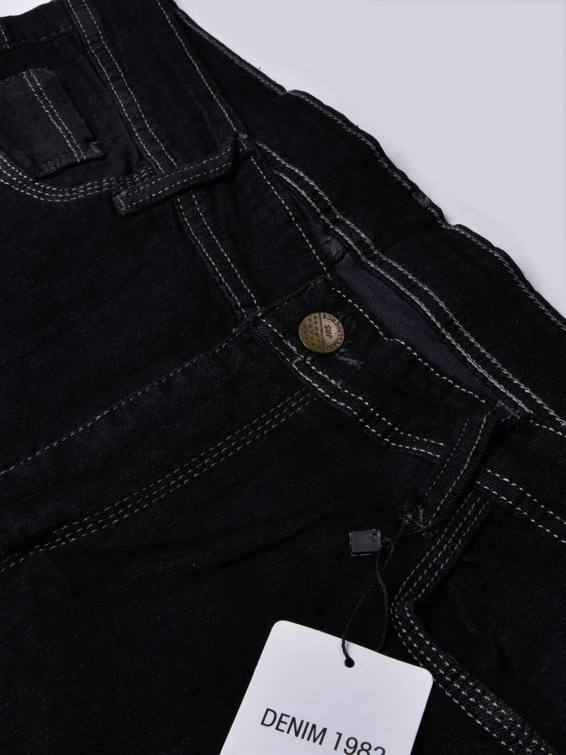 Full Fashion Jeans Grinding Stretch Denim For Men-Black-LOC