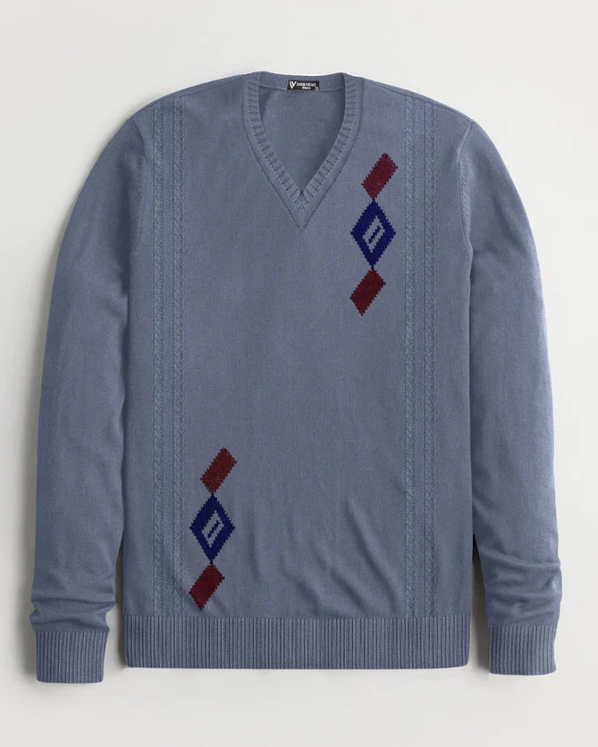 Louis Vicaci Full Sleeve Sweater For Men-Light Slate Blue-LOC