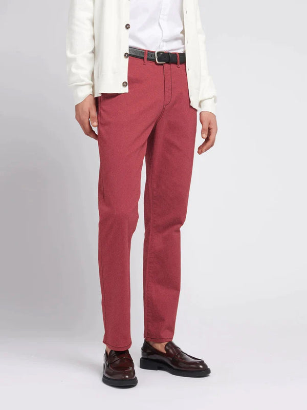 Morfin Slim Fit Cotton Chino Pent For Men-Carrot Red Melange-LOC#0D10
