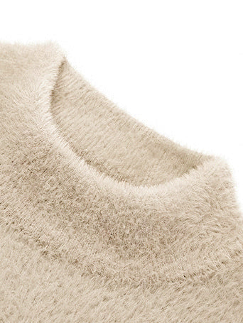 Louis Vicaci Turtle Neck Rabbit Wool Sweatshirt-Wheat-LOC