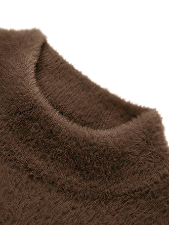 Louis Vicaci Turtle Neck Rabbit Wool Sweatshirt-Light Brown-LOC