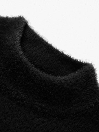 Louis Vicaci Turtle Neck Rabbit Wool Sweatshirt-Black-LOC