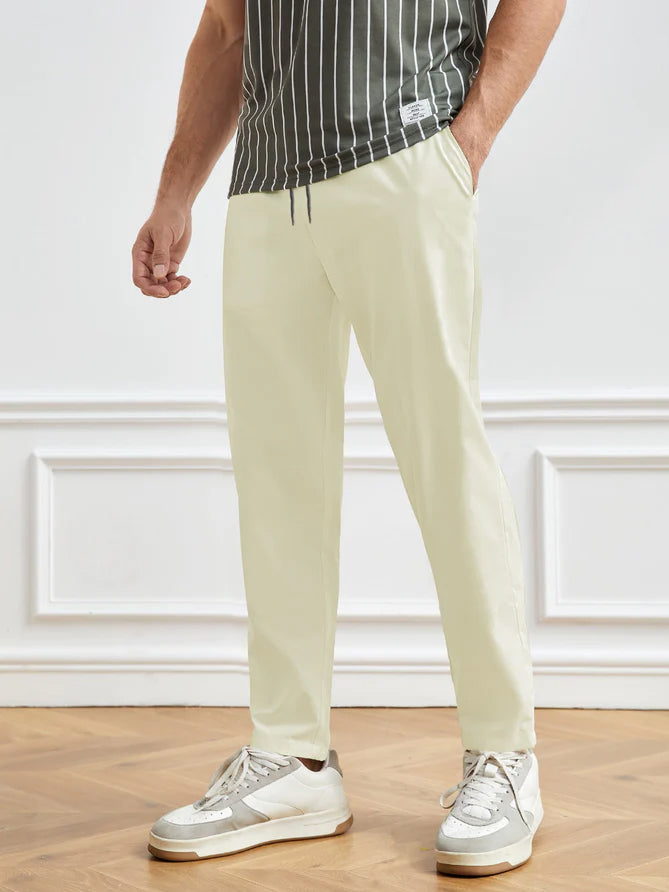 Louis Vicaci Slim Fit Lycra Trouser Pent For Men-Light Cream-LOC