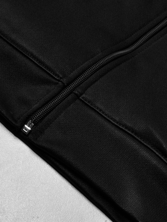 TNF Zipper Fur Bomber Jacket For Men-Black-LOC