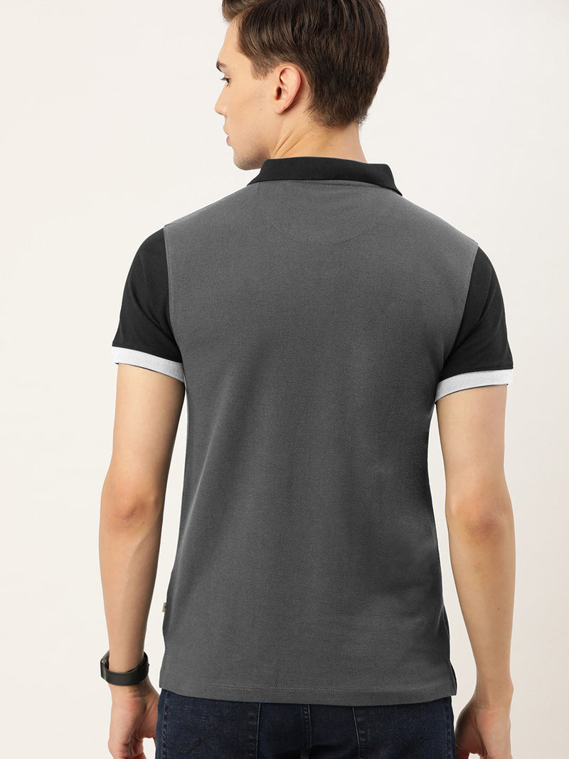 Summer Polo Shirt For Men-Grey & Black-LOC0028