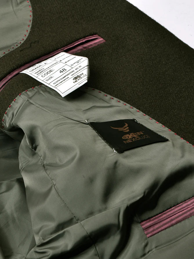 Oxen Premium Slim Fit Checked Blazer For Mens-Green-LOC