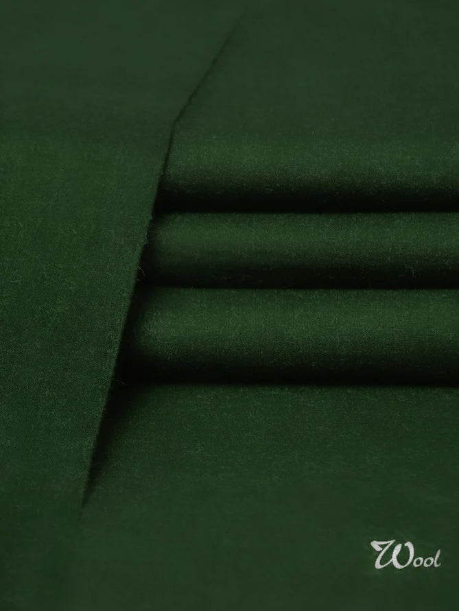 Soft Wool Unstitched Fabric For Winter-Green-LOC