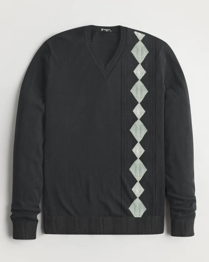 Louis Vicaci Full Sleeve Sweater For Men-Dark Grey-LOC