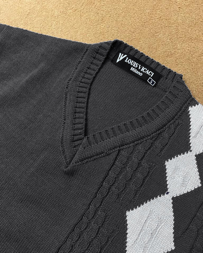 Louis Vicaci Full Sleeve Sweater For Men-Dark Grey-LOC