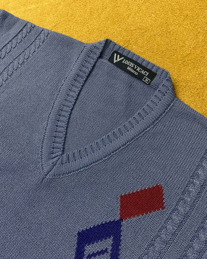 Louis Vicaci Full Sleeve Sweater For Men-Light Slate Blue-LOC