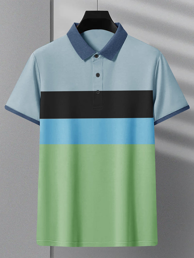 Summer P.Q Polo Shirt For Men-Green with Sky and Black-LOC0061