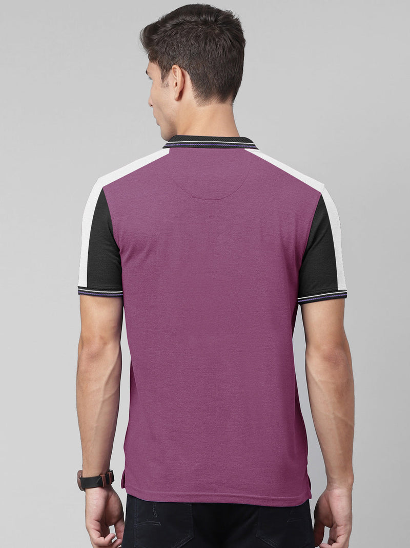 Summer Polo Shirt For Men-Purple With White & Black-LOC00105