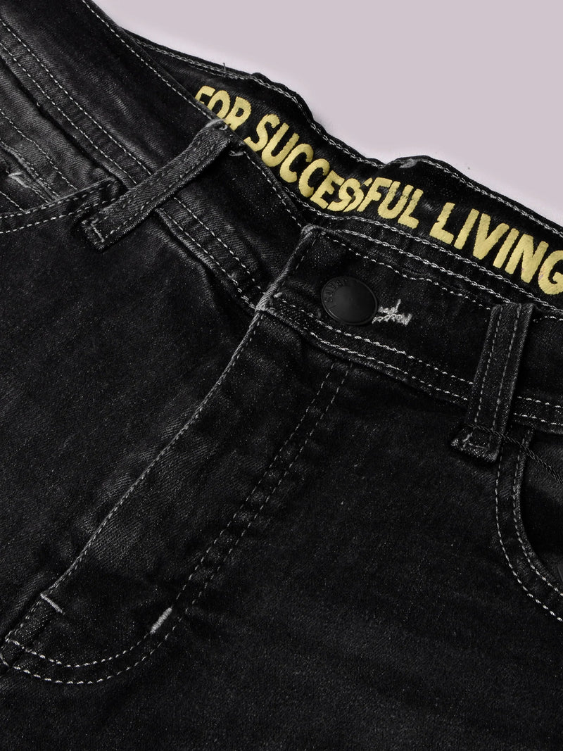 Full Fashion Jeans Stretch Low Grinding Denim For Men-Dark Grey-LOC