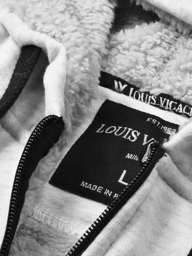 Louis Vicaci Fur Zipper Hoodie For Men-Off White Melange-LOC
