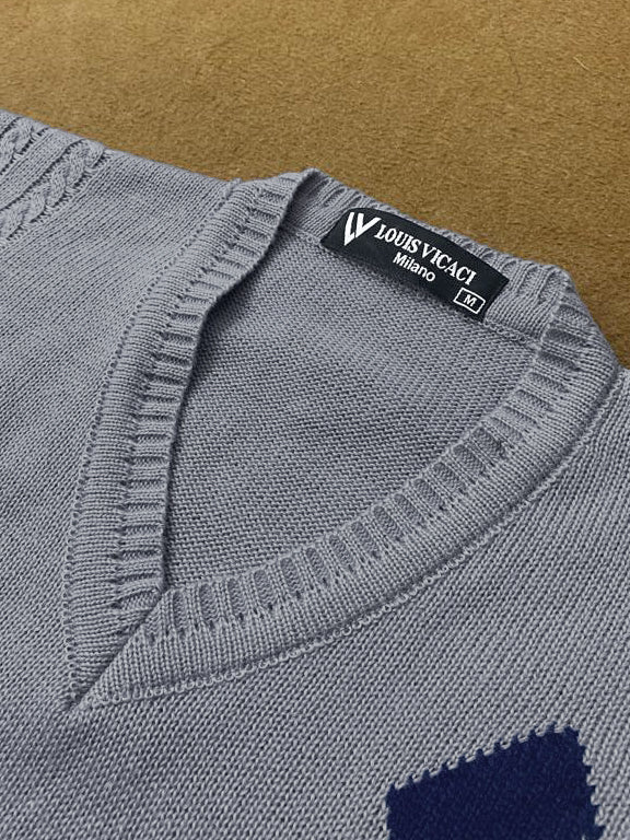 Louis Vicaci Full Sleeve Sweater For Men-Light Grey-LOC