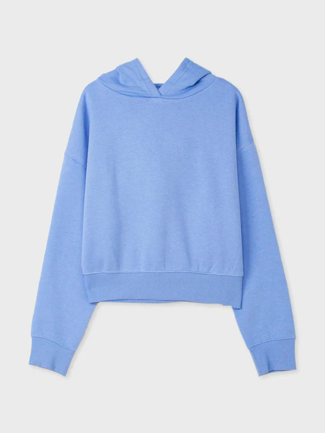 Calliope Fleece Cropped Pullover Hoodie For Ladies-Light Blue-LOC