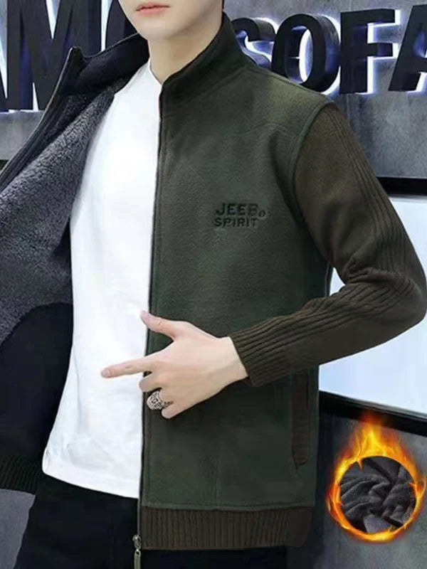 Korean Fashion Velvet Knitted jacket For Men-Green-LOC#0J05