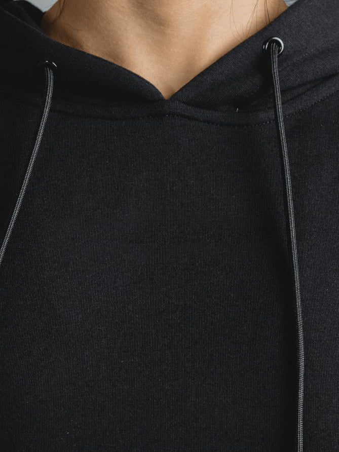 Boohoo Fleece Cropped Hoodie For Ladies-Black-LOC