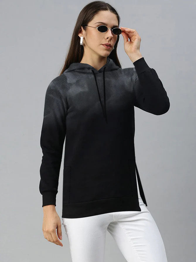 Next Fleece Pullover Hoodie For Ladies-Black with Faded-LOC
