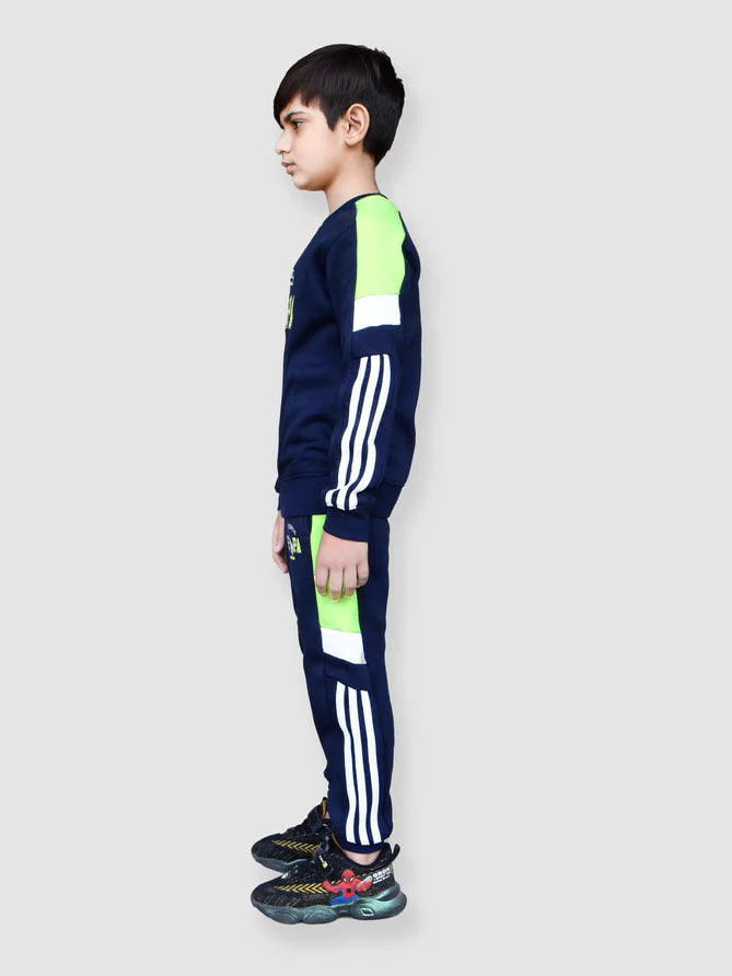 U.S Polo Assn Fleece Tracksuit For Kids-Dark Navy With Parrot-LOC