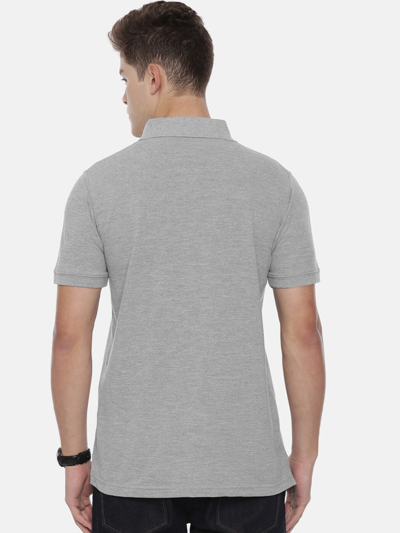 Summer Polo Shirt For Men-Grey Melange-LOC0087