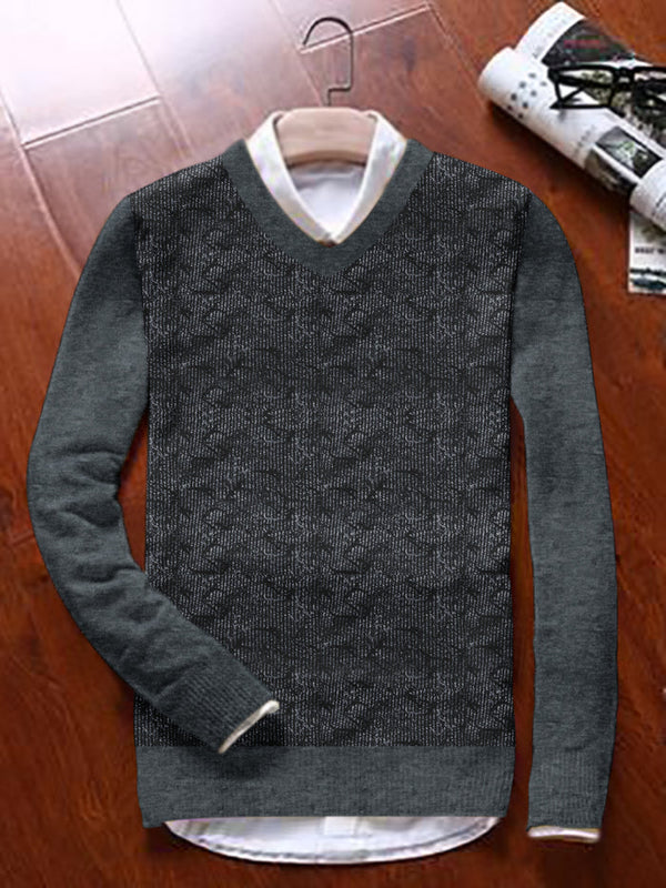Louis Vicaci Full Sleeve Wool Sweater For Men-Navy Melange-LOC#0S07