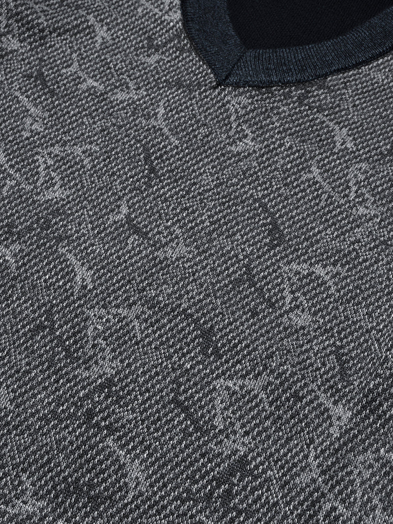 Louis Vicaci Full Sleeve Wool Sweatshirt For Men-Navy Melange with Print-LOC