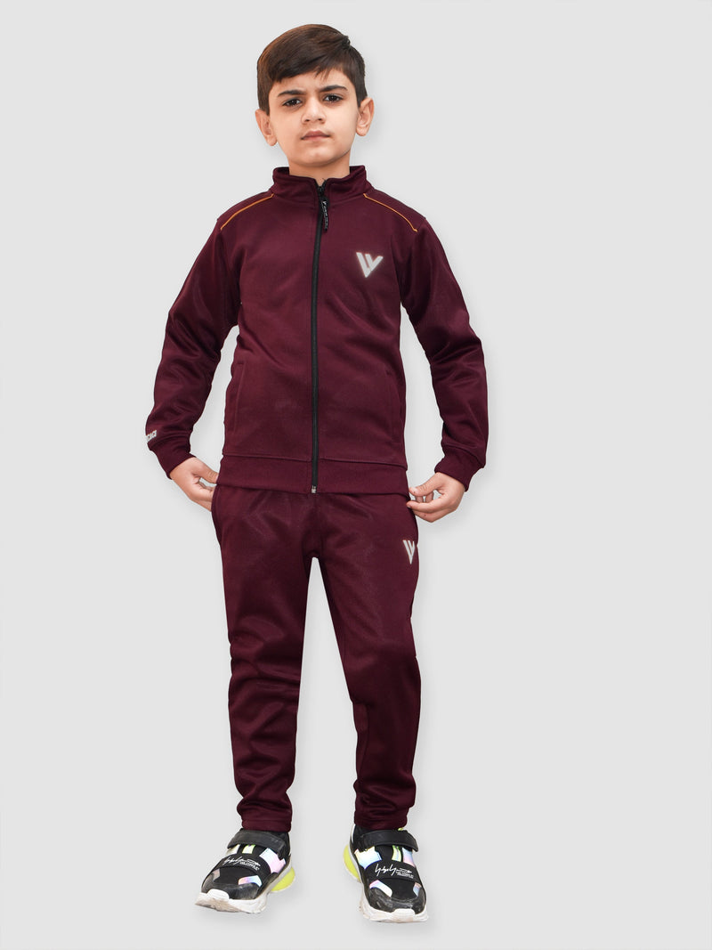 Louis Vicaci Lightning Flash Training Tracksuit For Kids-Burgundy-RT1246