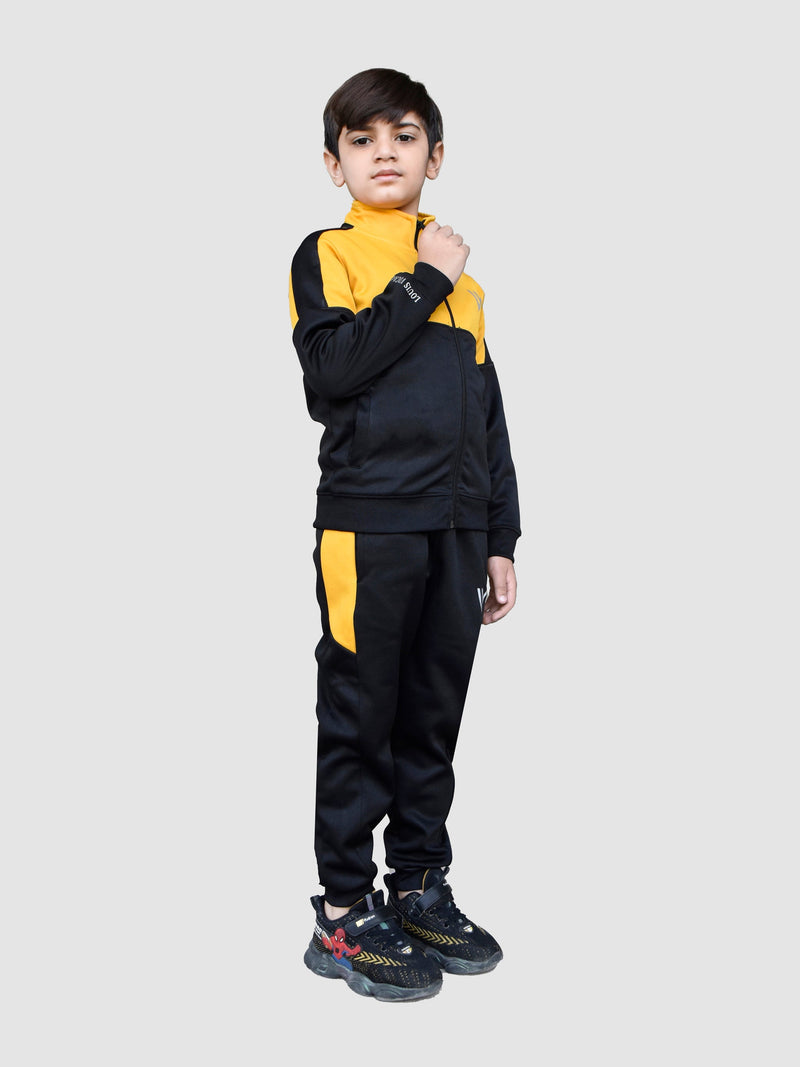 Louis Vicaci Lightning Flash Training Tracksuit For Kids-Black & Yellow-RT1176