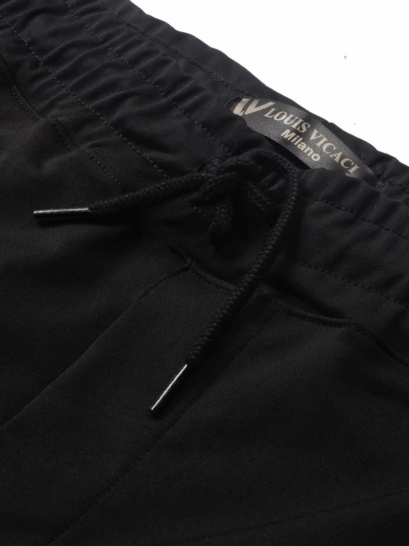 Louis Vicaci Slim Fit Lycra Trouser Pent For Men-Black-LOC