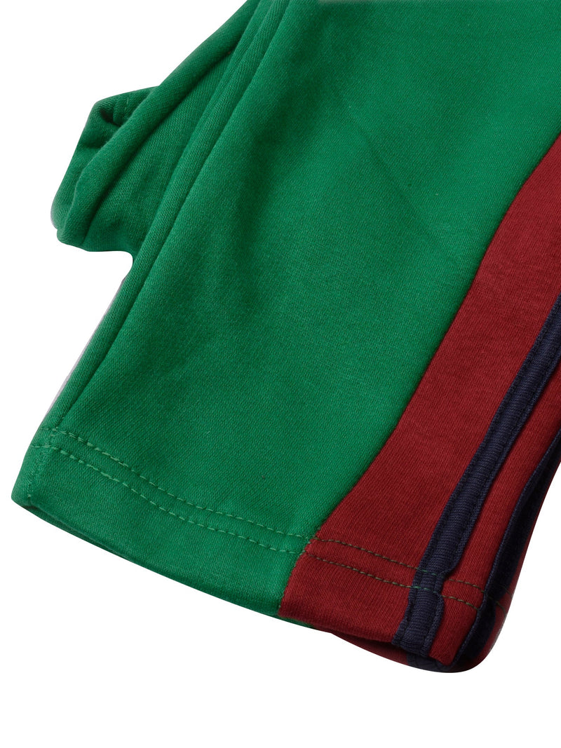 Louis Vicaci Fleece Zipper Tracksuit For Ladies-Green Melange with Black Stripe-BR266