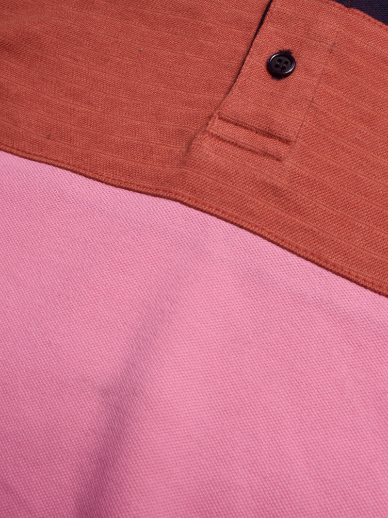 NXT Summer Polo Shirt For Men-Pink & Navy with Maroon Panel-LOC0087