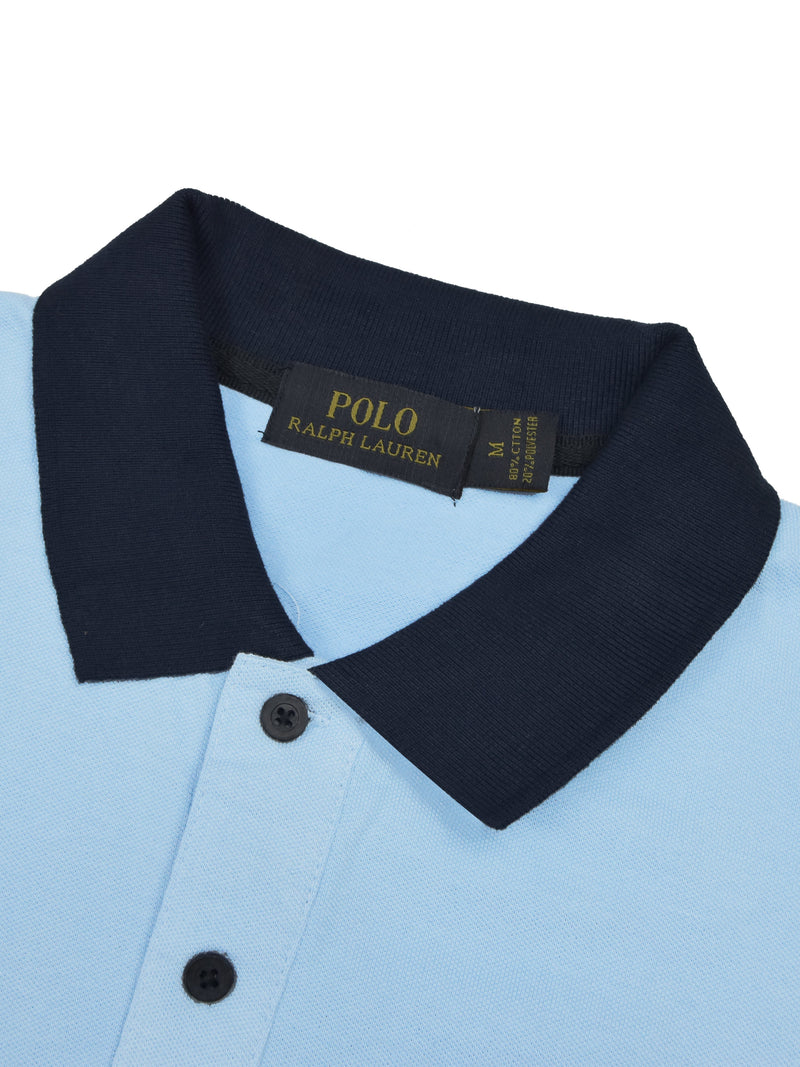 Summer Polo Shirt For Men-Light Blue & Navy-LOC0071
