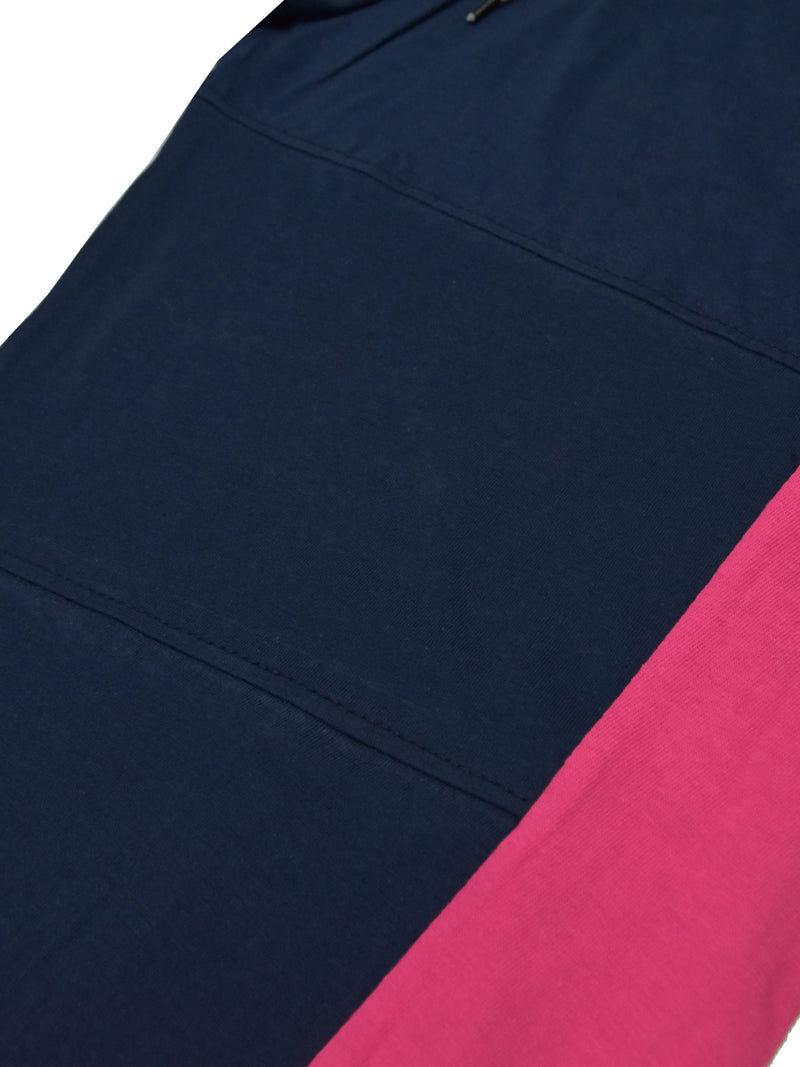 Summer Single Jersey Slim Fit Trouser For Men-Dark Navy With Pink Stripe-RT2094