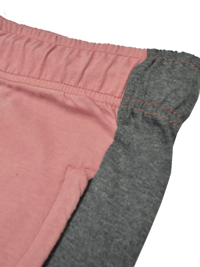 Summer Single Jersey Slim Fit Trouser For Men-Light Pink With Charcoal Melange Stripe-RT109