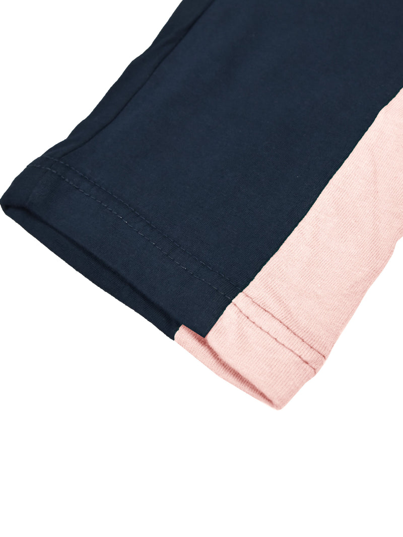 Summer Single Jersey Slim Fit Trouser For Men-Navy With Baby Pink Stripes-RT107