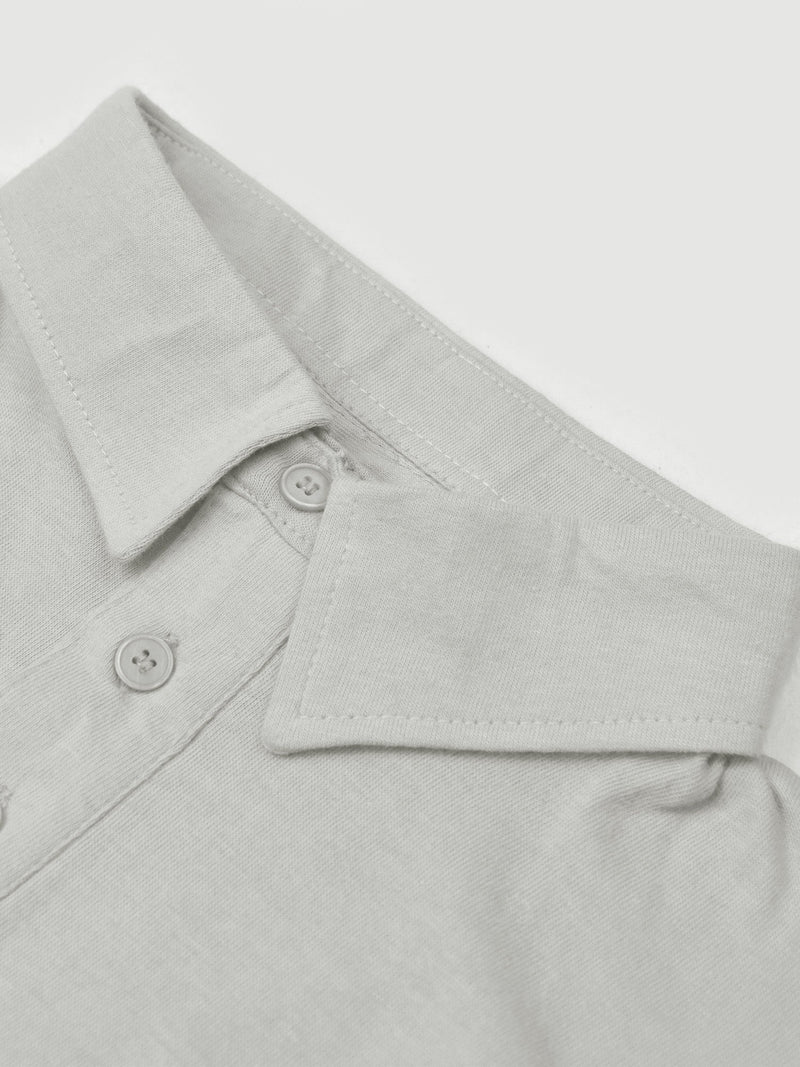 Summer Polo Shirt For Men-Smoke White & Dark Navy-LOC0074