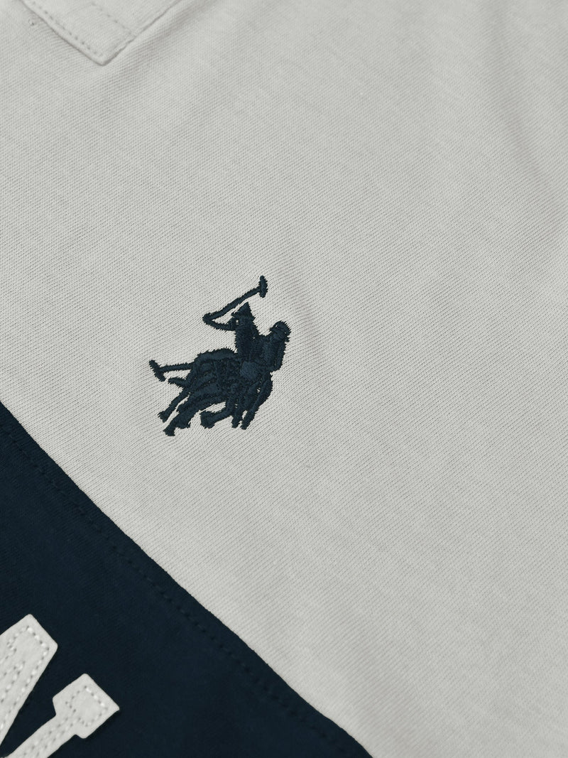 Summer Polo Shirt For Men-Smoke White & Dark Navy-LOC0074