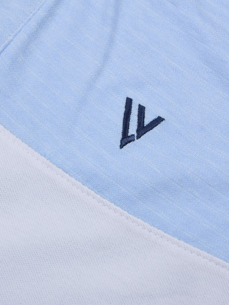 LV Summer Polo Shirt For Men-White with Sky Lining & Navy-LOC0073