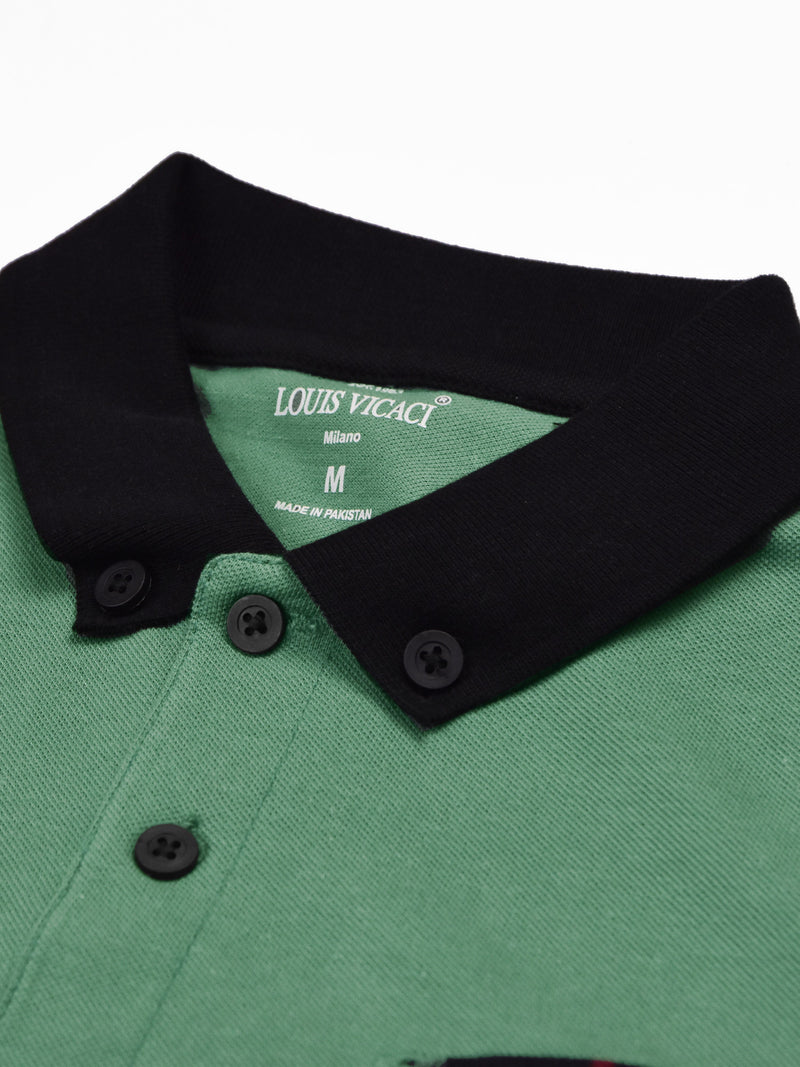 Summer Polo Shirt For Men-Green & Black-LOC0014