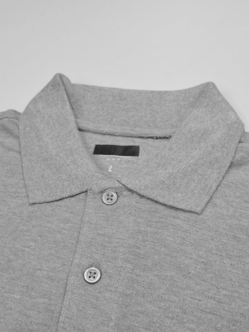 Summer Polo Shirt For Men-Grey Melange-LOC0087