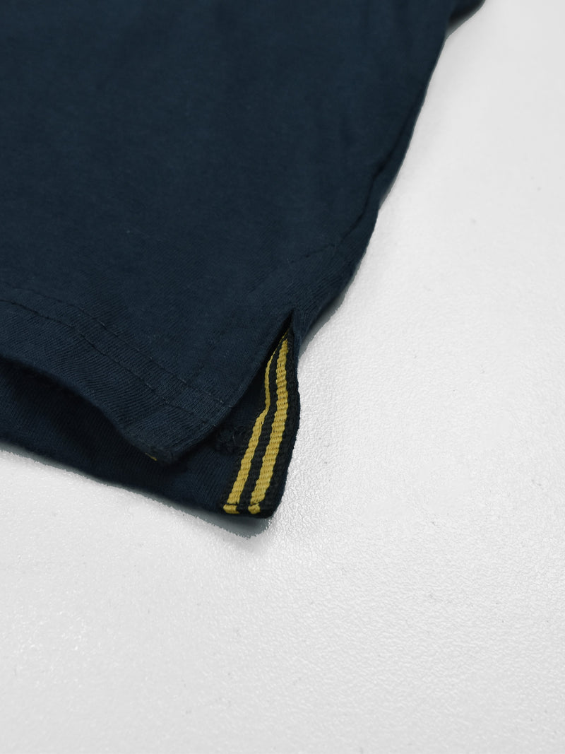 Summer Polo Shirt For Men-Dark Navy With White & Sky Stripe-LOC0040