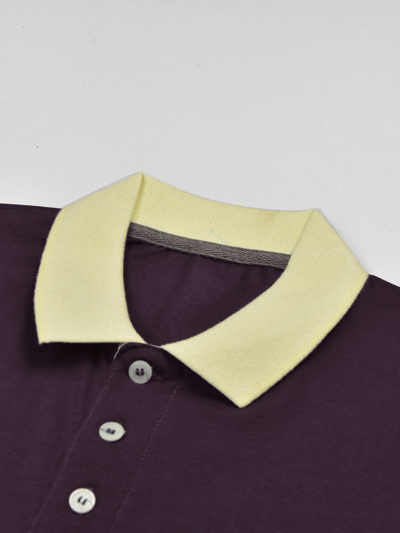 Summer Polo Shirt For Men-Indigo With Off White & Blue Stripe-LOC0054