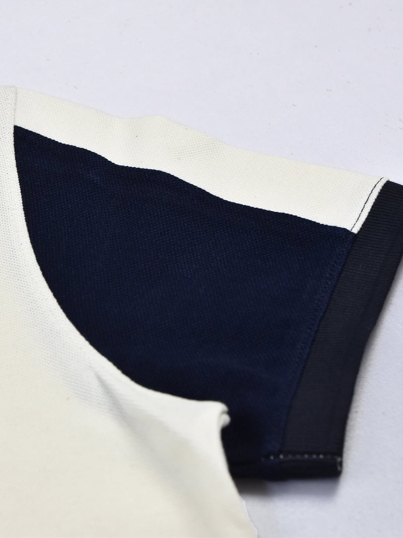 Summer Polo Shirt For Men-Off White & Dark Navy-LOC0018